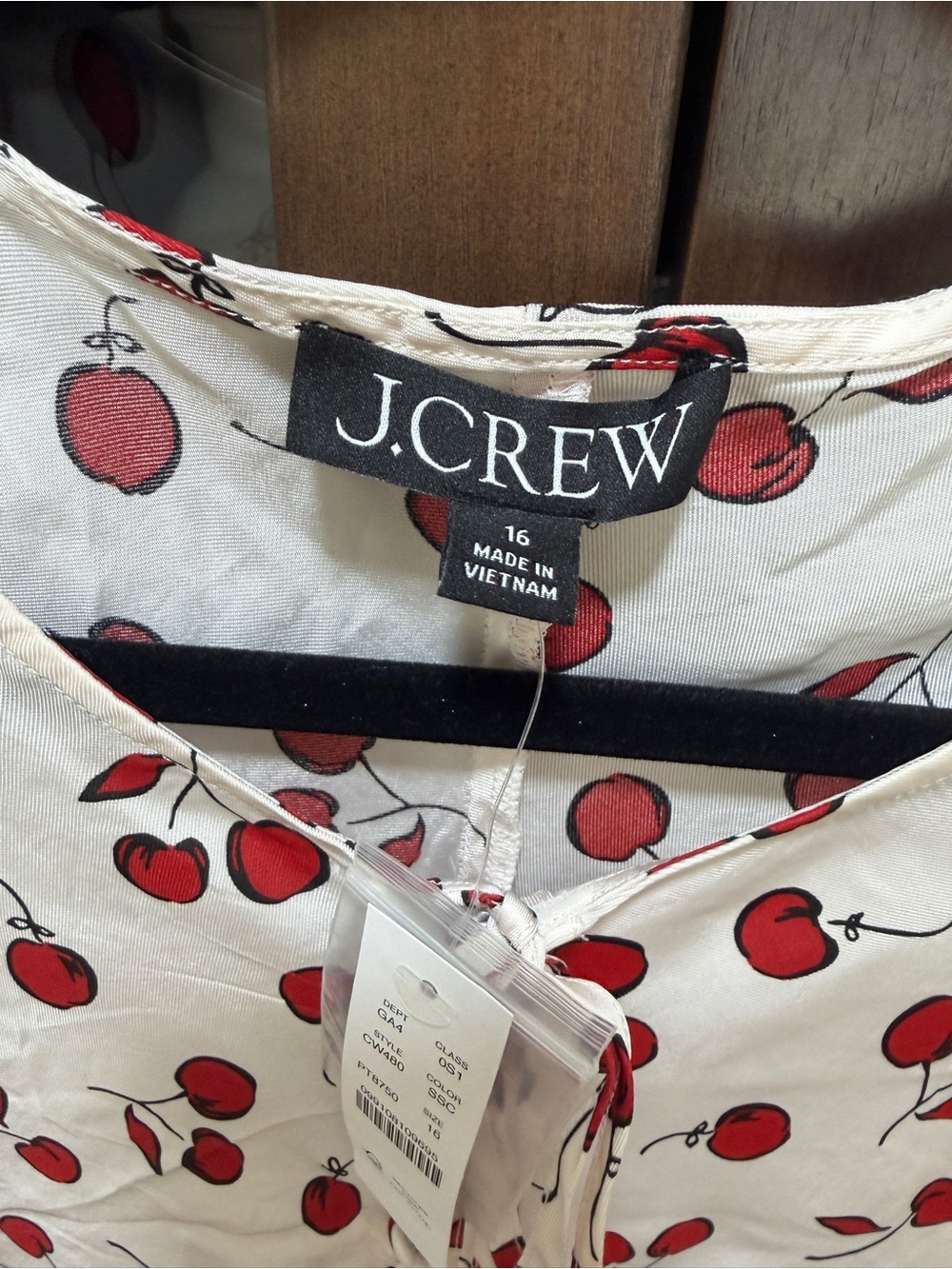 NWOT J. Crew White Maxi Dress with Red Cherry Print - Picture 7 of 11
